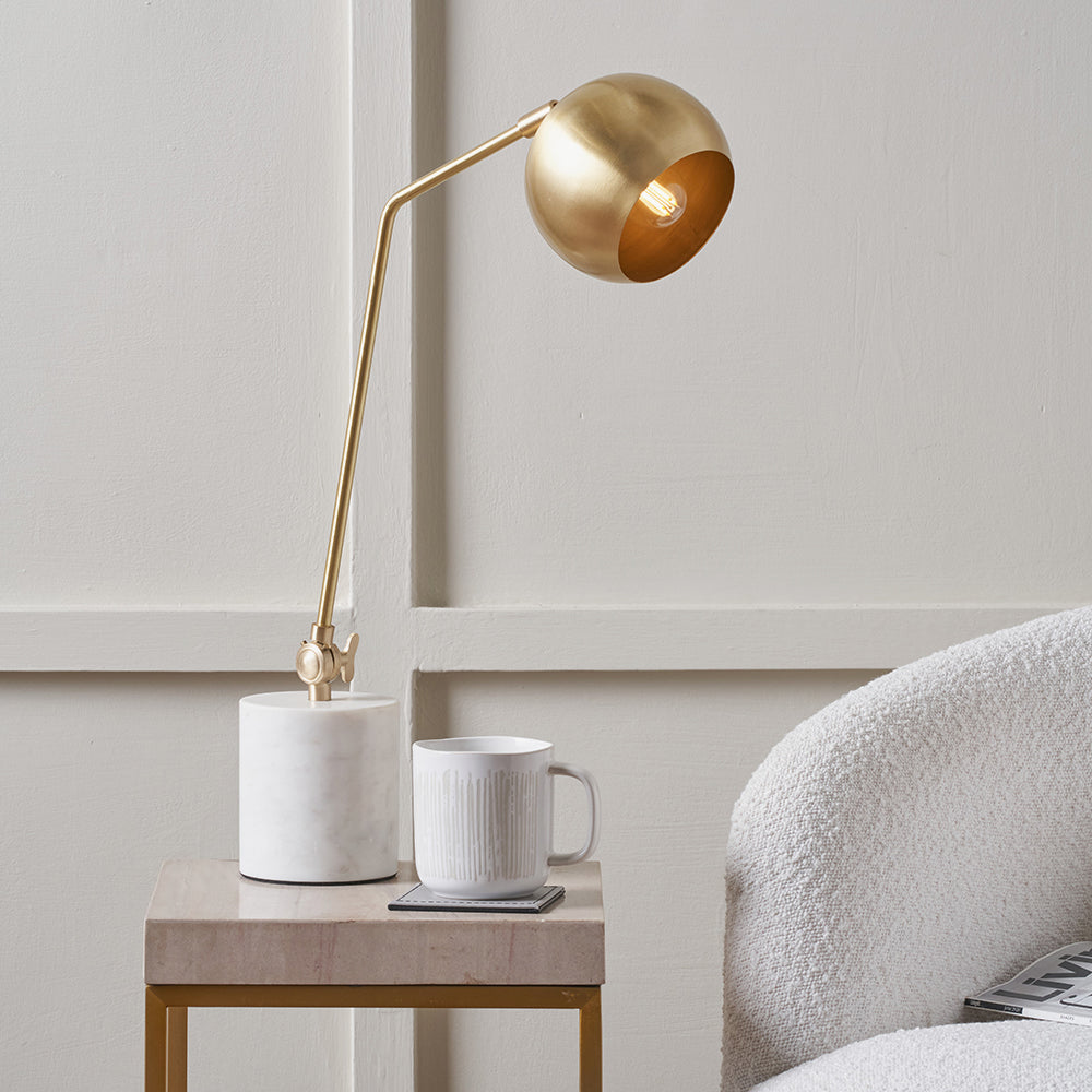 Eloise Gold Metal & Marble Table Lamp